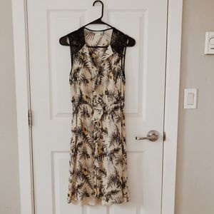 Anthropologie Anthro floral sheer dress belted
